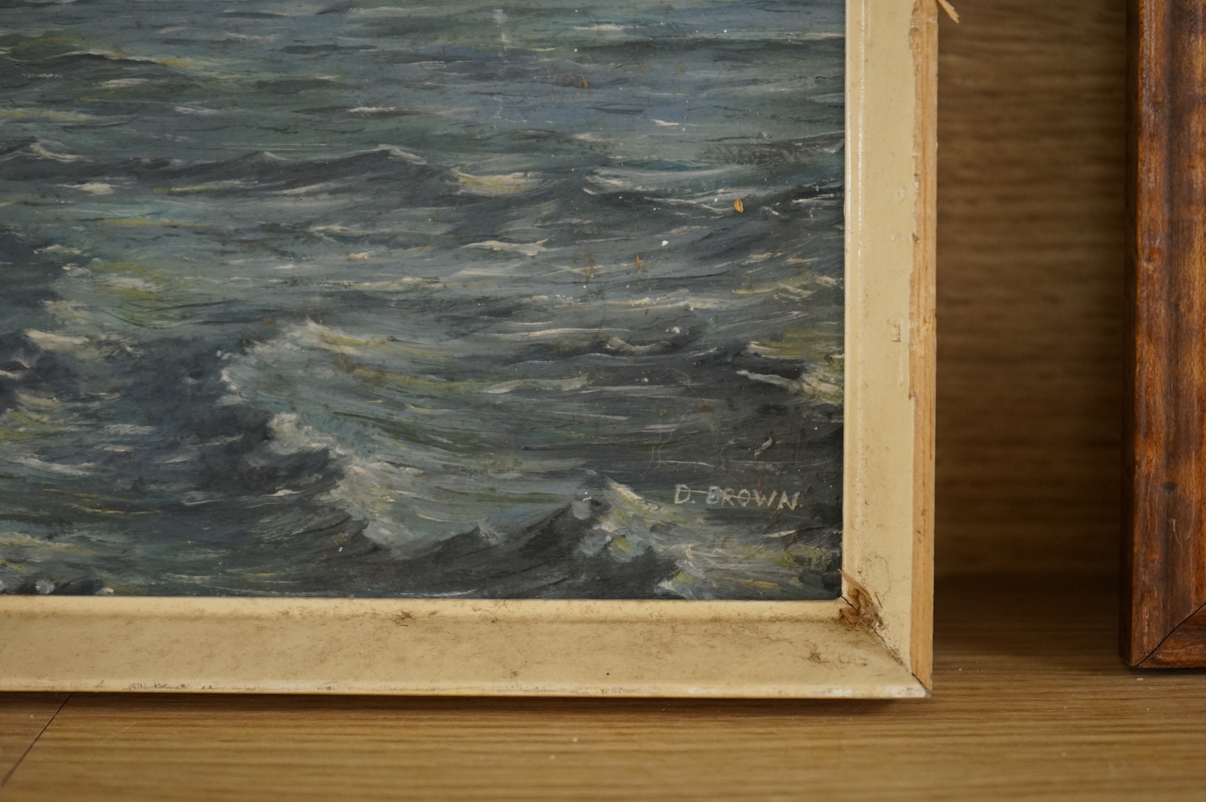 Dennis Brown, maritime interest oil on board, 'Antrim Princess', signed, 35 x 59cm